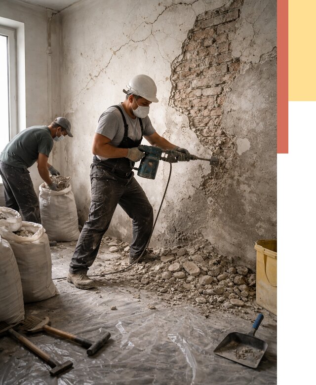 Демонтаж штукатурки со стен в Туле от 7322 руб/м² — быстро и недорого | ОТДЕЛОЧНИК-Тул