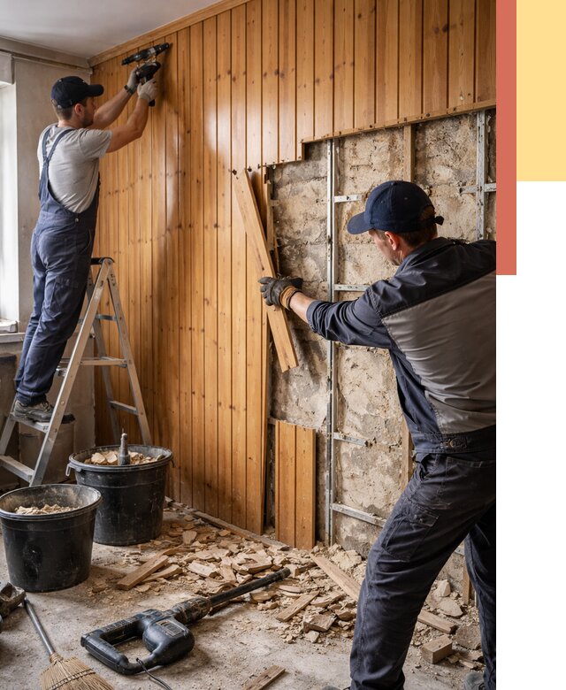 Демонтаж вагонки со стен в Туле от 1475 руб. — снятие, удаление, срочно | ОТДЕЛОЧНИК-Тул