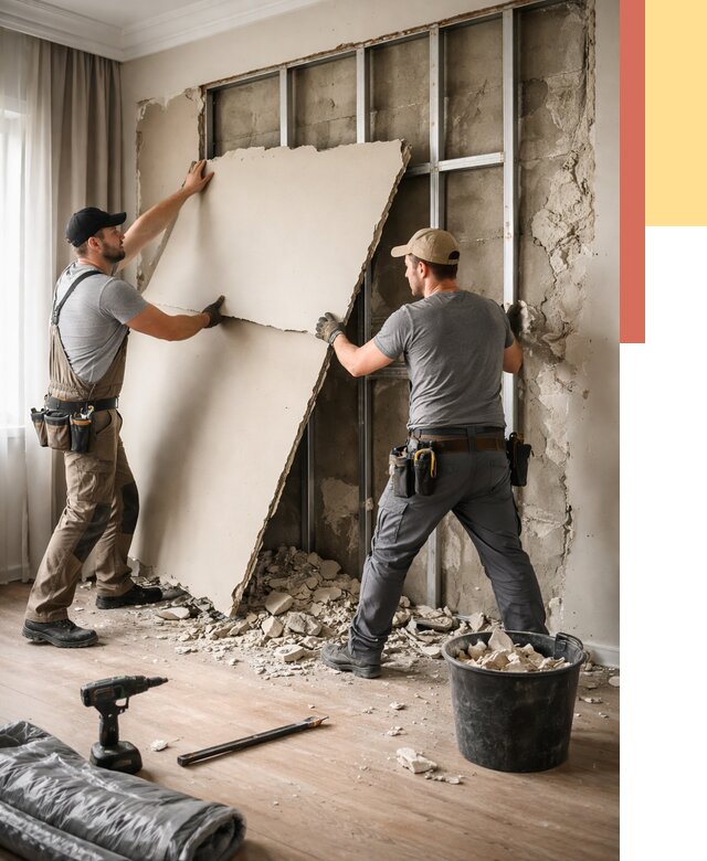 Демонтаж гипсокартона со стен в Туле от 356 руб. — услуги демонтажа | ОТДЕЛОЧНИК-Тул