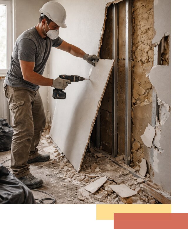 Демонтаж гипсокартона со стен в Туле качественно и быстро