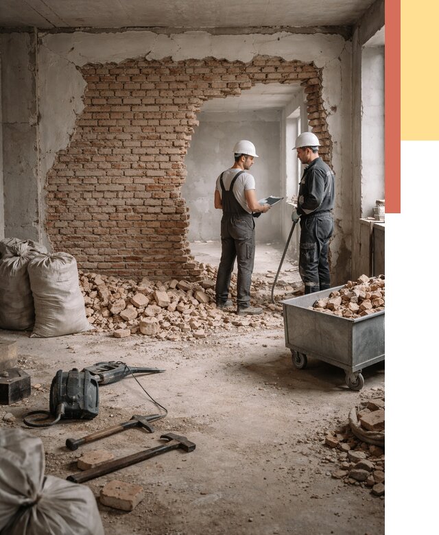 Демонтаж кирпичных стен в Туле от 4271 руб. — быстро, недорого, под ключ | ОТДЕЛОЧНИК-Тул