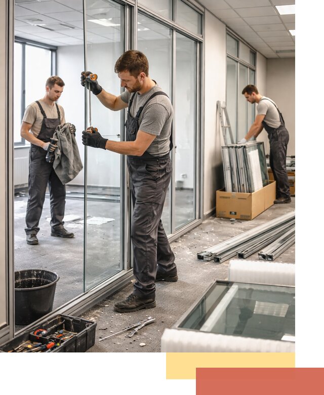 Демонтаж стеклянных перегородок в Туле быстро и безопасно