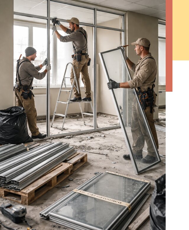 Демонтаж алюминиевых перегородок в Туле от 4271 руб. — быстро и недорого | ОТДЕЛОЧНИК-Тул