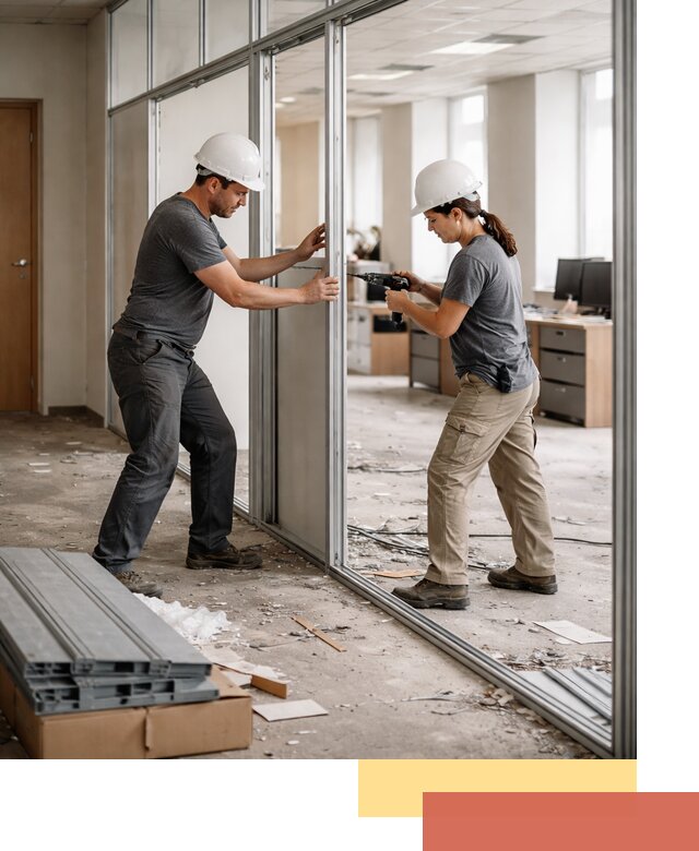 Демонтаж алюминиевых перегородок в Туле быстро и аккуратно