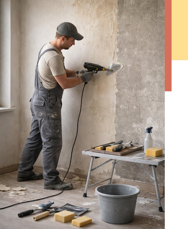 Очистка стен от клея в Туле от 1881 руб. — снятие и удаление клея со стен | ОТДЕЛОЧНИК-Тул