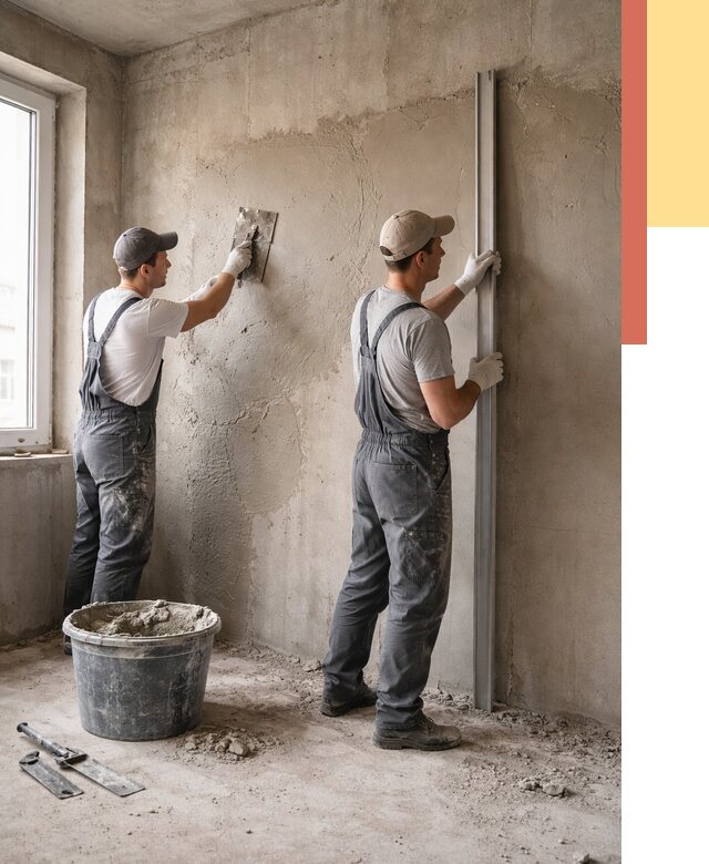 Штукатурка бетонных стен в Туле от 4576 руб/м² — качественно и быстро | ОТДЕЛОЧНИК-Тул