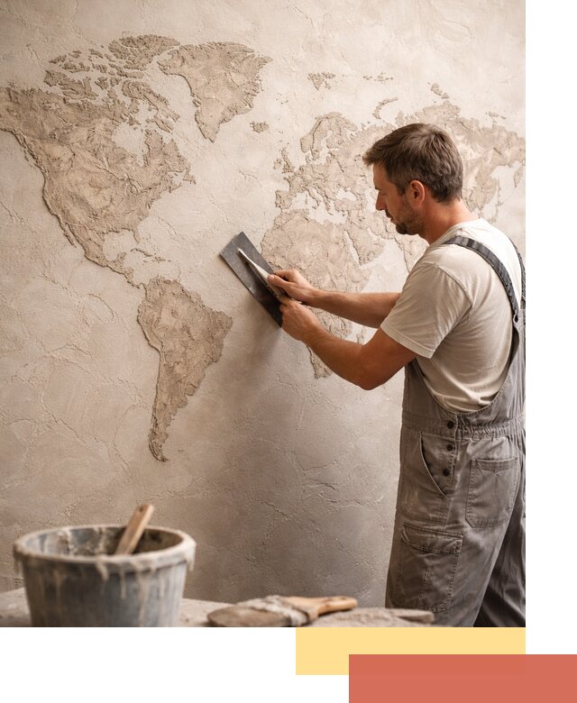 Декоративная штукатурка «Карта мира» под ключ в Туле