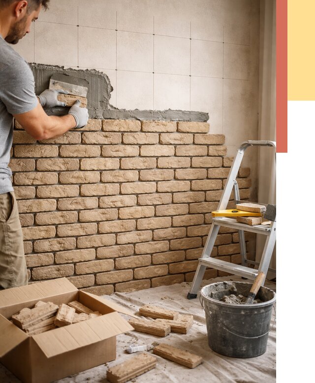 Монтаж декоративного кирпича в Туле от 3254 руб./м² — быстро и недорого | ОТДЕЛОЧНИК-Тул