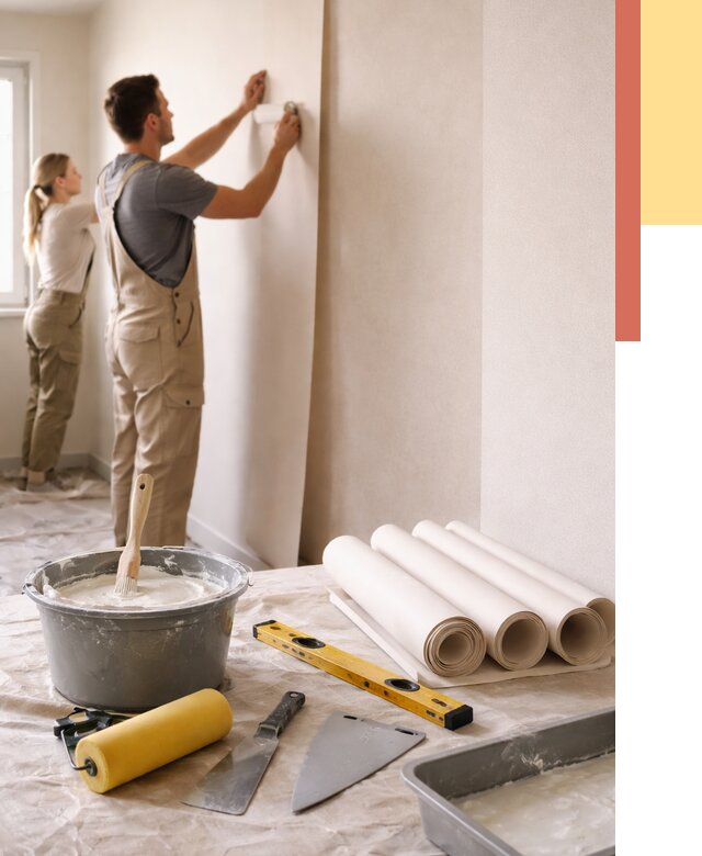 Поклейка бумажных обоев в Туле от 5593 руб./м2 — быстро и недорого | ОТДЕЛОЧНИК-Тул