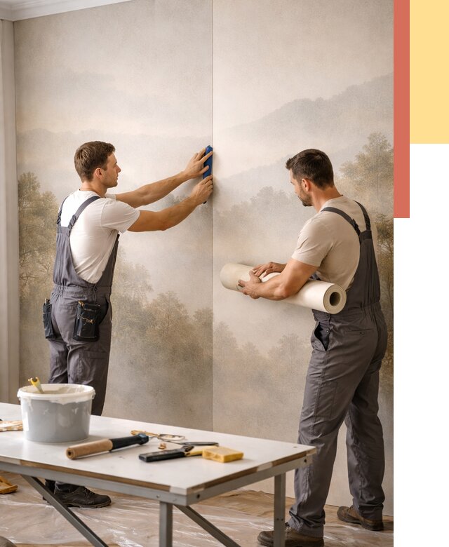 Поклейка фотообоев в Туле от 8644 руб/м² — быстро и недорого | ОТДЕЛОЧНИК-Тул