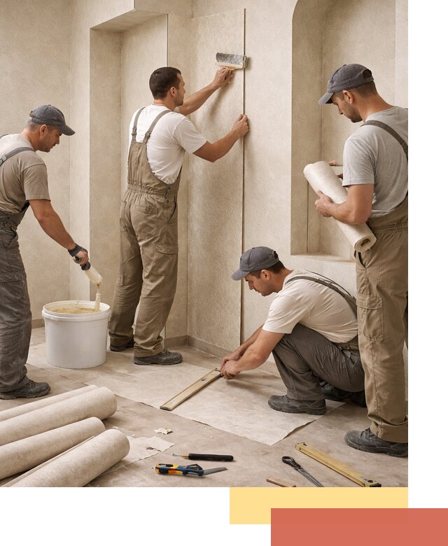 Поклейка обоев на сложные стены и неровные поверхности в Туле