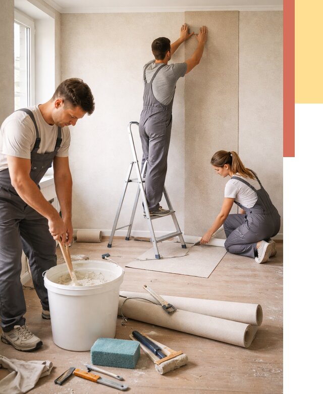 Оклейка стен обоями в Туле от 3559 руб/м2 — быстро и недорого | ОТДЕЛОЧНИК-Тул