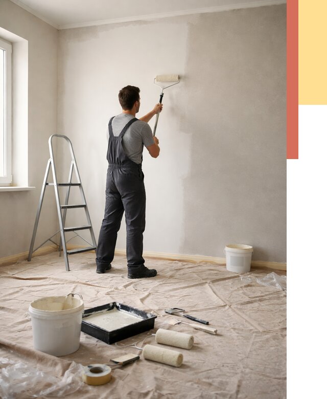 Покраска стен моющейся краской в Туле от 356 руб./м² — быстро и недорого | ОТДЕЛОЧНИК-Тул