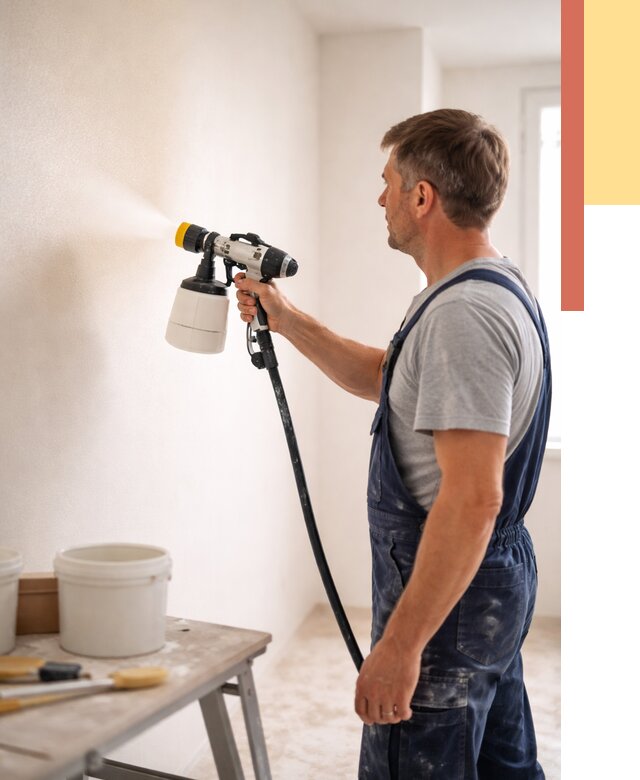 Покраска стен краскопультом в Туле от 7627 руб. — механизированная покраска | ОТДЕЛОЧНИК-Тул