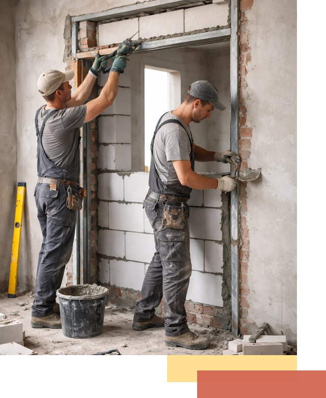 Закладка дверного проема под ключ в Туле: демонтаж, монтаж, отделка