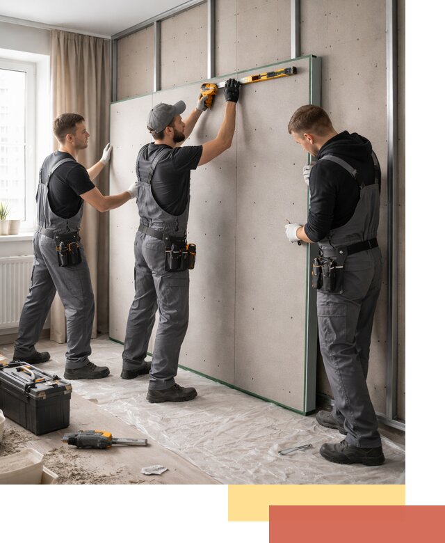 Шумоизоляция стен панелями ЗИПС в Туле для жилых и коммерческих помещений