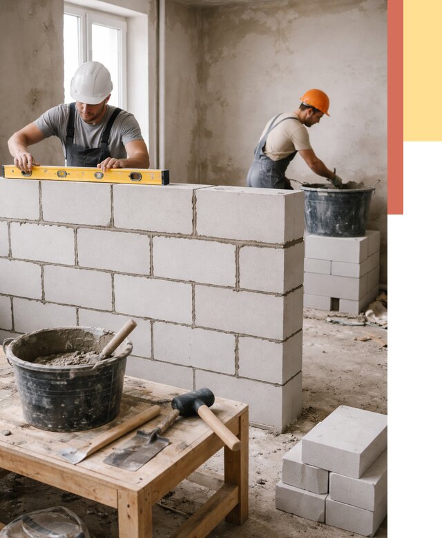 Кладка перегородок из газобетона в Туле от 3254 руб. под ключ | ОТДЕЛОЧНИК-Тул