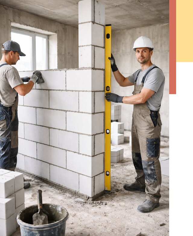 Кладка перегородок из пеноблока в Туле от 1830 руб. под ключ | ОТДЕЛОЧНИК-Тул