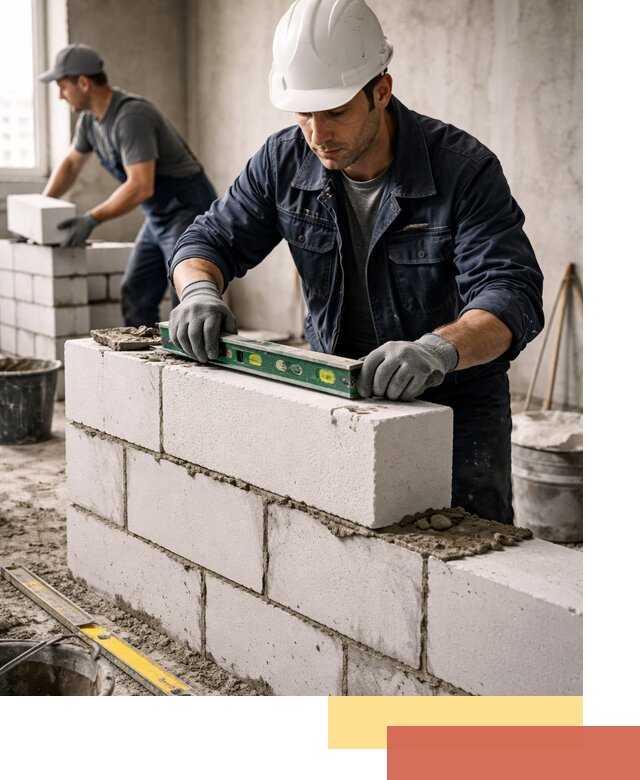 Кладка перегородок из пеноблока под ключ в Туле