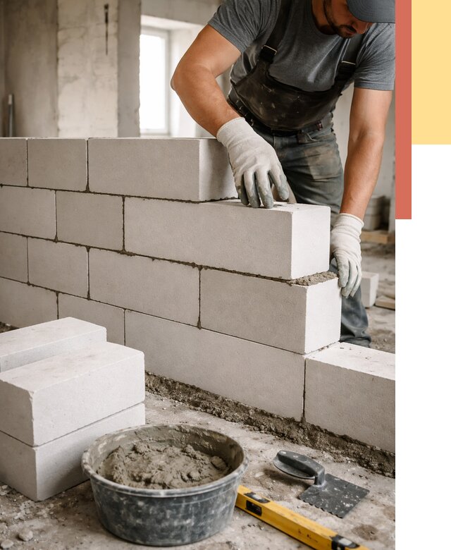 Кладка перегородок из силикатного блока в Туле от 4068 руб. под ключ | ОТДЕЛОЧНИК-Тул