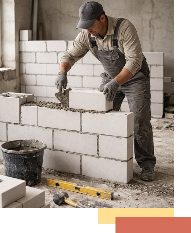 Кладка перегородок из силикатного блока в Туле