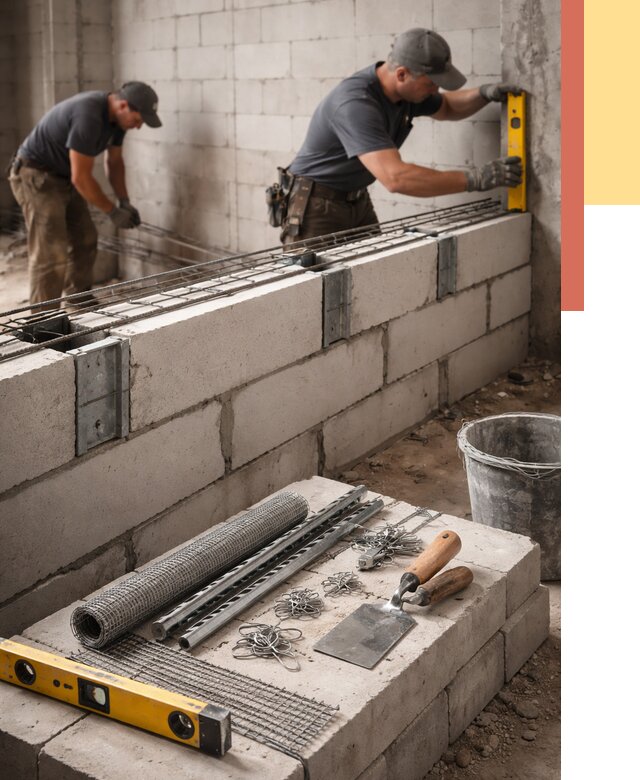 Армирование кладки перегородок в Туле от 763 руб. под ключ | ОТДЕЛОЧНИК-Тул