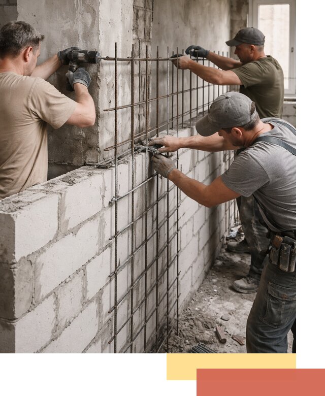 Армирование кладки перегородок в Туле профессионально и надёжно