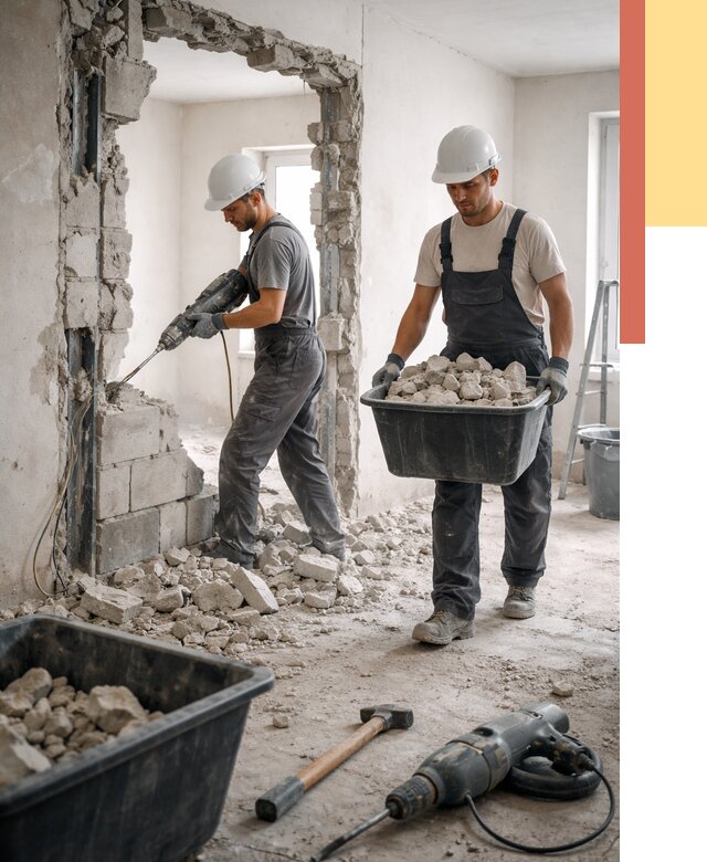 Демонтаж блоковых перегородок в Туле от 3813 руб. — быстро и недорого | ОТДЕЛОЧНИК-Тул