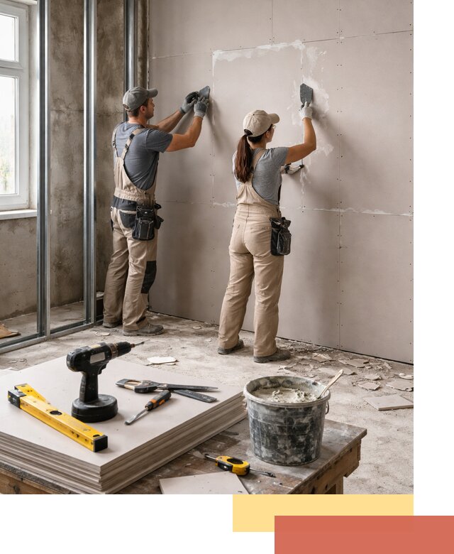 Монтаж двухслойной перегородки из гипсокартона в Туле