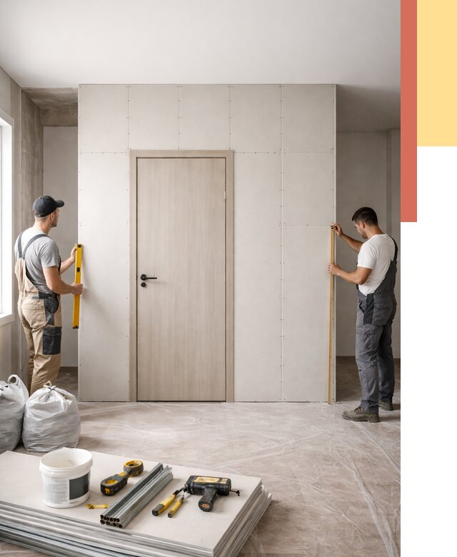 Перегородка из гипсокартона с дверью в Туле от 4576 руб. под ключ | ОТДЕЛОЧНИК-Тул