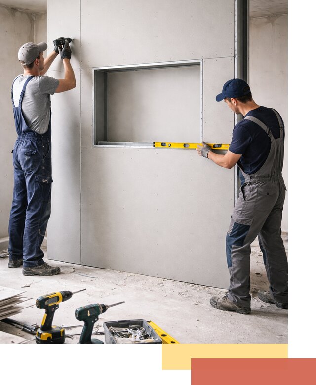 Перегородка из гипсокартона с нишей под декор в Туле