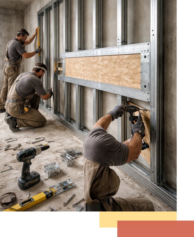 Усиленная перегородка для крепления тяжёлых конструкций в Туле