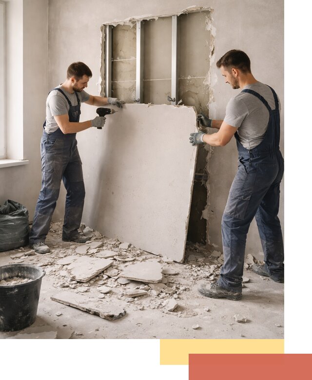 Демонтаж перегородки из гипсокартона в Туле быстрый и аккуратный