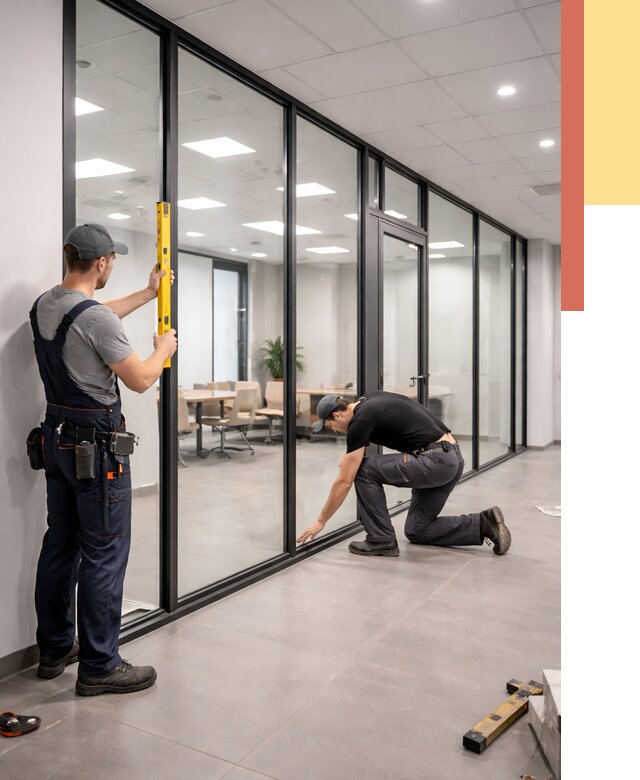 Каркасные стеклянные перегородки в Туле под ключ от 9355 руб. | ОТДЕЛОЧНИК-Тул