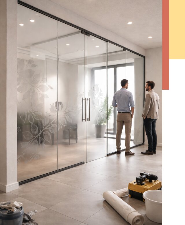 Стеклянные перегородки с рисунком в Туле от 12711 руб. монтаж и нанесение | ОТДЕЛОЧНИК-Тул