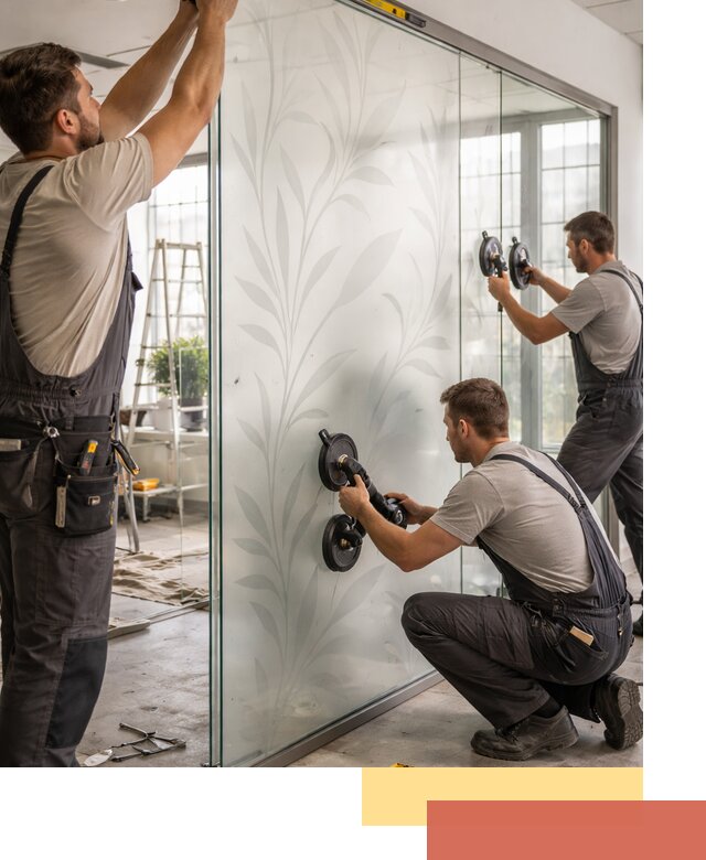 Стеклянные перегородки с рисунком на заказ в Туле