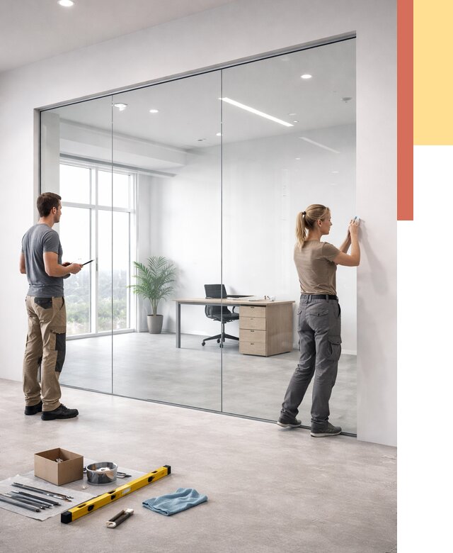 Перегородки из закаленного стекла в Туле от 9661 руб. под ключ | ОТДЕЛОЧНИК-Тул