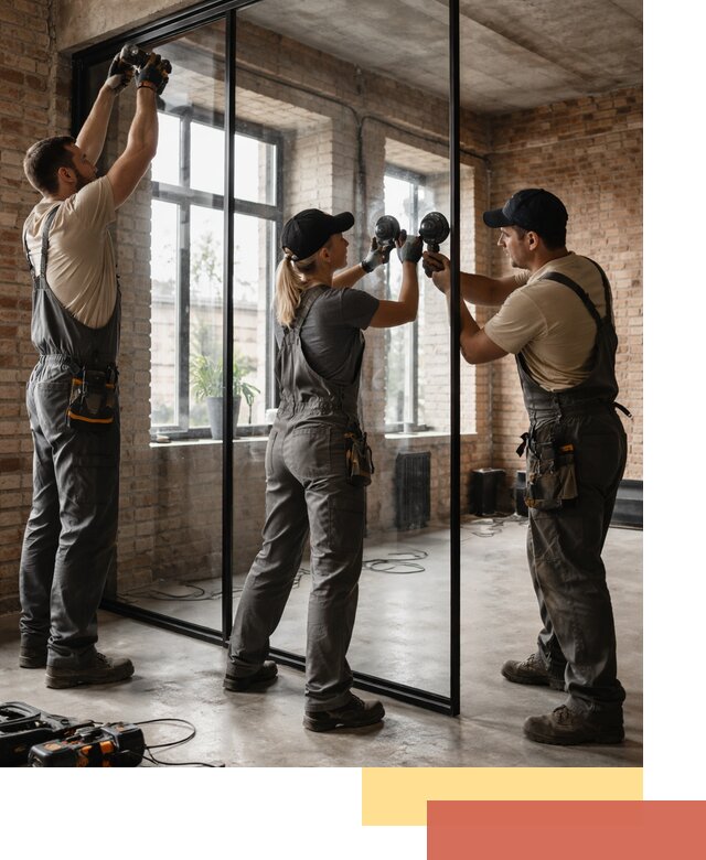 Стеклянные перегородки лофт — изготовление и монтаж в Туле