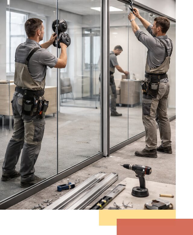 Стеклянные офисные перегородки под ключ в Туле