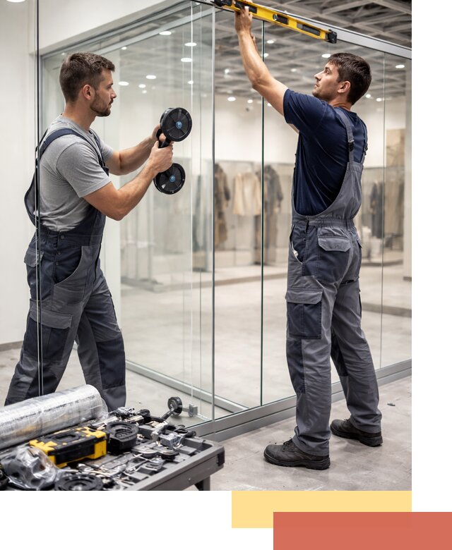 Стеклянные перегородки для магазинов в Туле — монтаж и установка