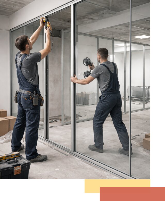 Алюминиевые перегородки со стеклом в Туле — изготовление и монтаж