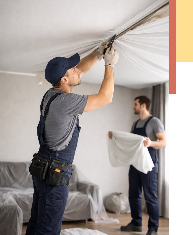 Демонтаж натяжного потолка в Туле от 4576 руб. — снятие и разбор под ключ | ОТДЕЛОЧНИК-Тул