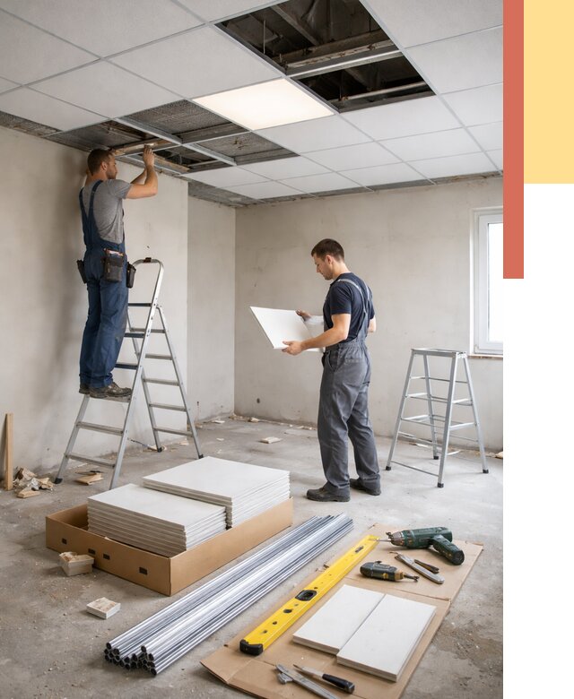 Монтаж потолка армстронг в Туле от 4576 руб/м2 — быстрая установка под ключ | ОТДЕЛОЧНИК-Тул