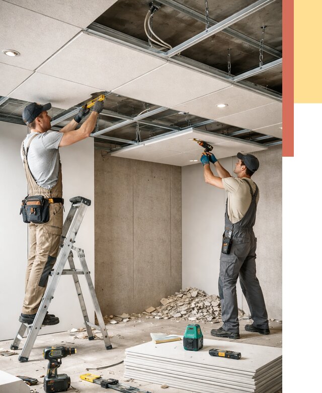 Монтаж акустического потолка в Туле от 6610 руб/м2 — быстро и недорого | ОТДЕЛОЧНИК-Тул