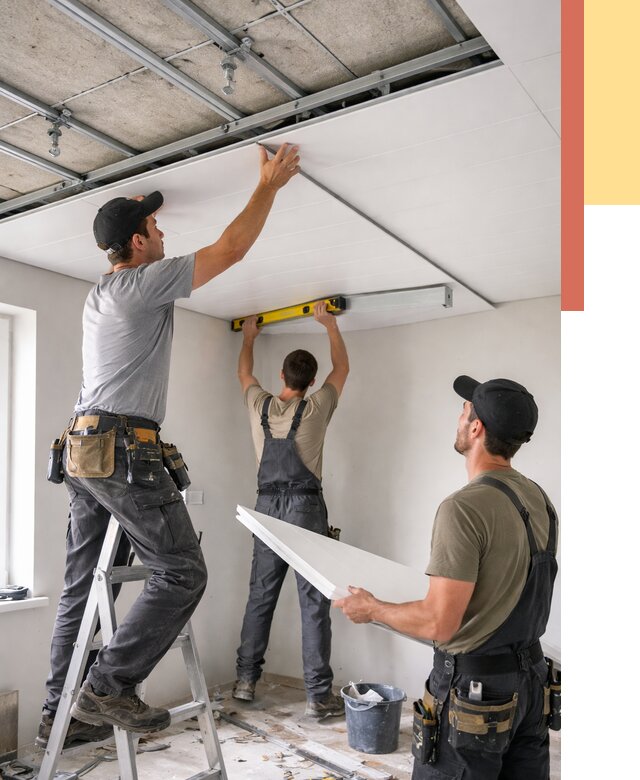 Монтаж потолка из ПВХ панелей в Туле от 3559 руб./м2 — быстро и недорого | ОТДЕЛОЧНИК-Тул