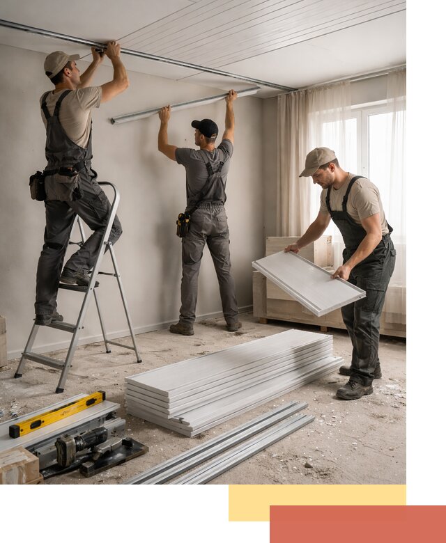 Монтаж потолка из ПВХ панелей в Туле оперативно и качественно