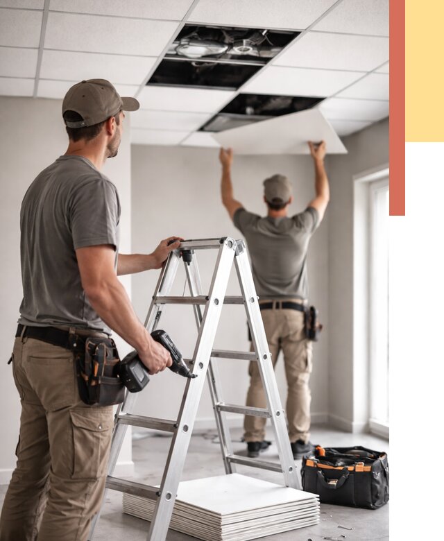 Обслуживание подвесного потолка в Туле от 3559 руб. — быстро и недорого | ОТДЕЛОЧНИК-Тул