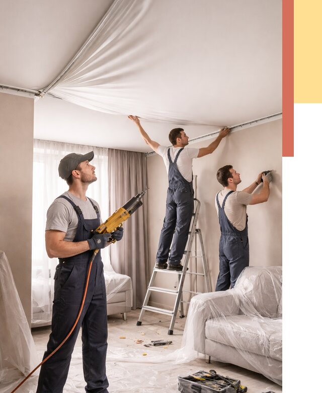 Установка натяжного потолка в Туле от 4576 руб. | Быстро и недорого — ОТДЕЛОЧНИК-Тул