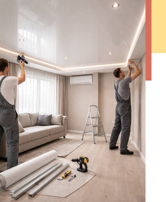 Монтаж глянцевого натяжного потолка в Туле от 763 руб. под ключ | ОТДЕЛОЧНИК-Тул