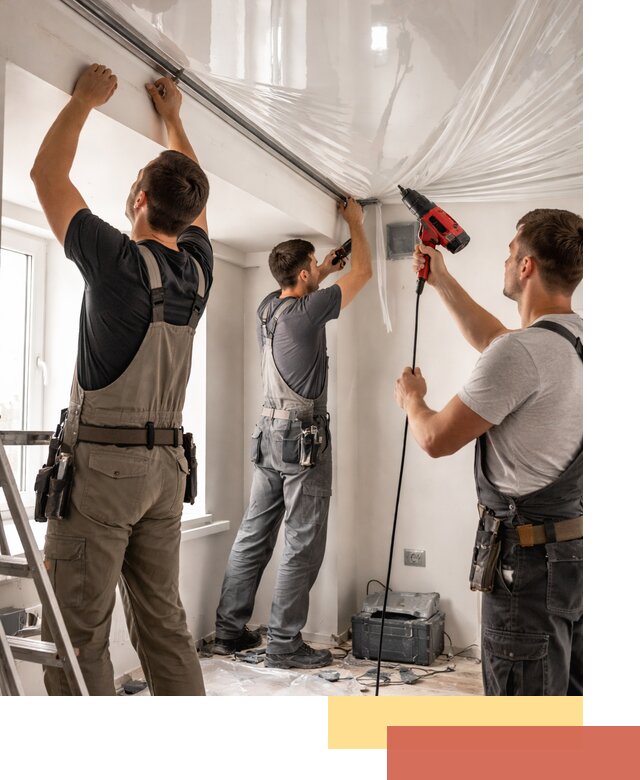 Монтаж глянцевого натяжного потолка в Туле быстро и качественно